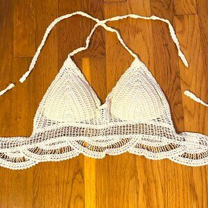 Tan Knit Bikini/Cropped Halter Top
